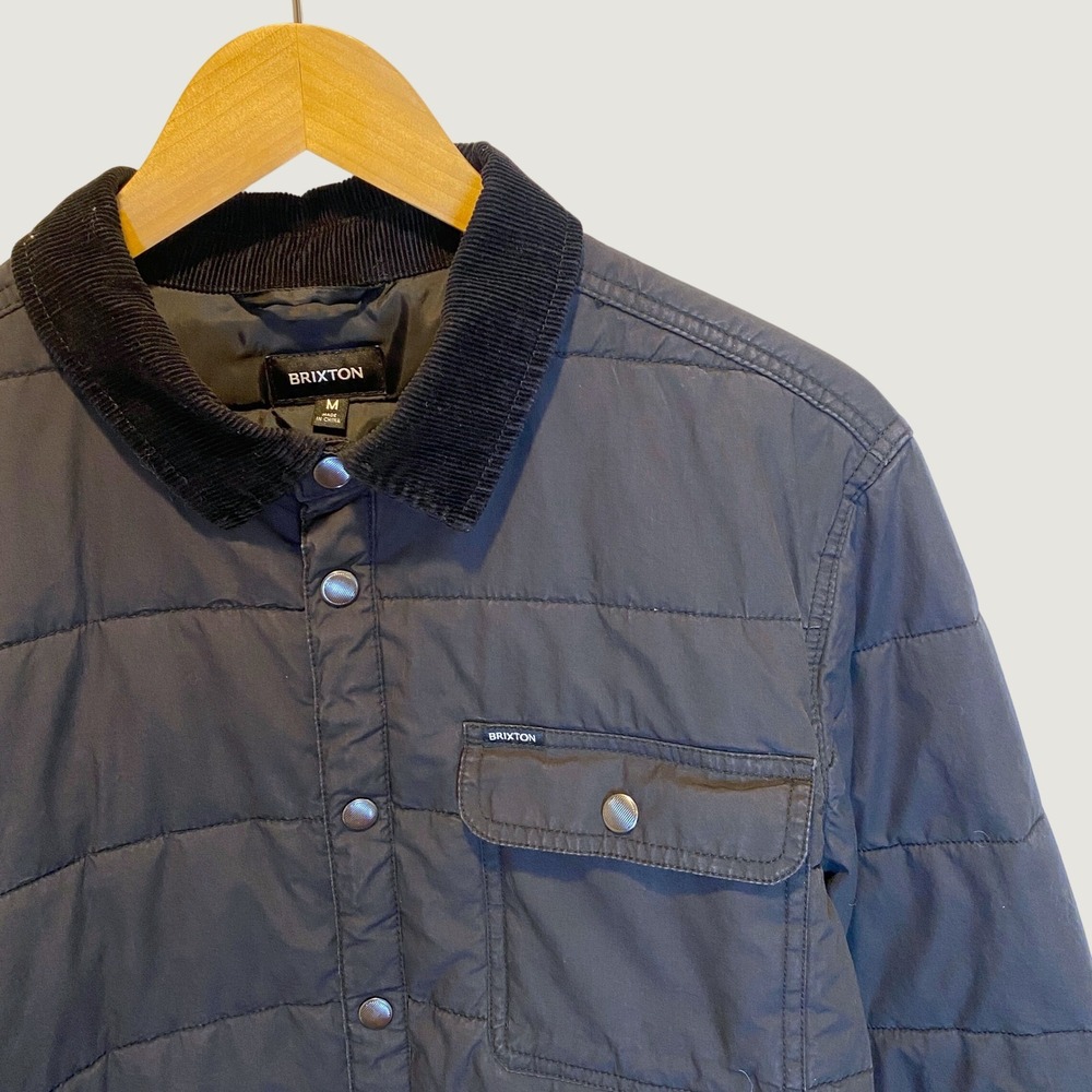 Brixton Cass Quilted Jacket Black Mens M Flawed Corduroy Collar READ